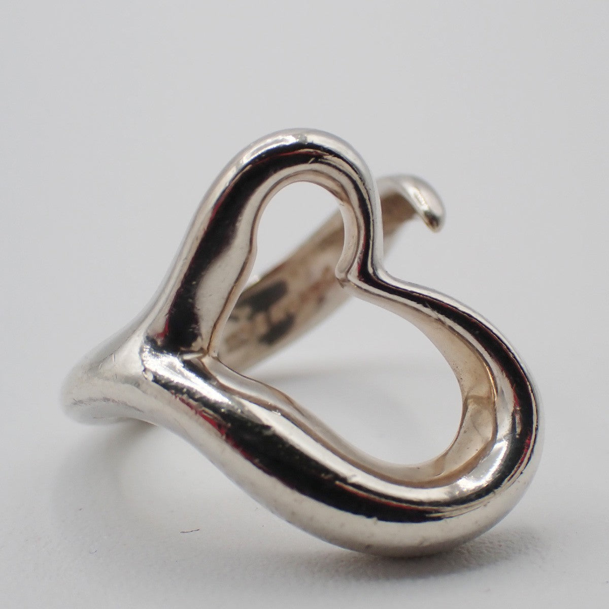 Tiffany & Co. Logo Open Heart Ring US 6 Silver 925 Elsa Peretti 09EF900