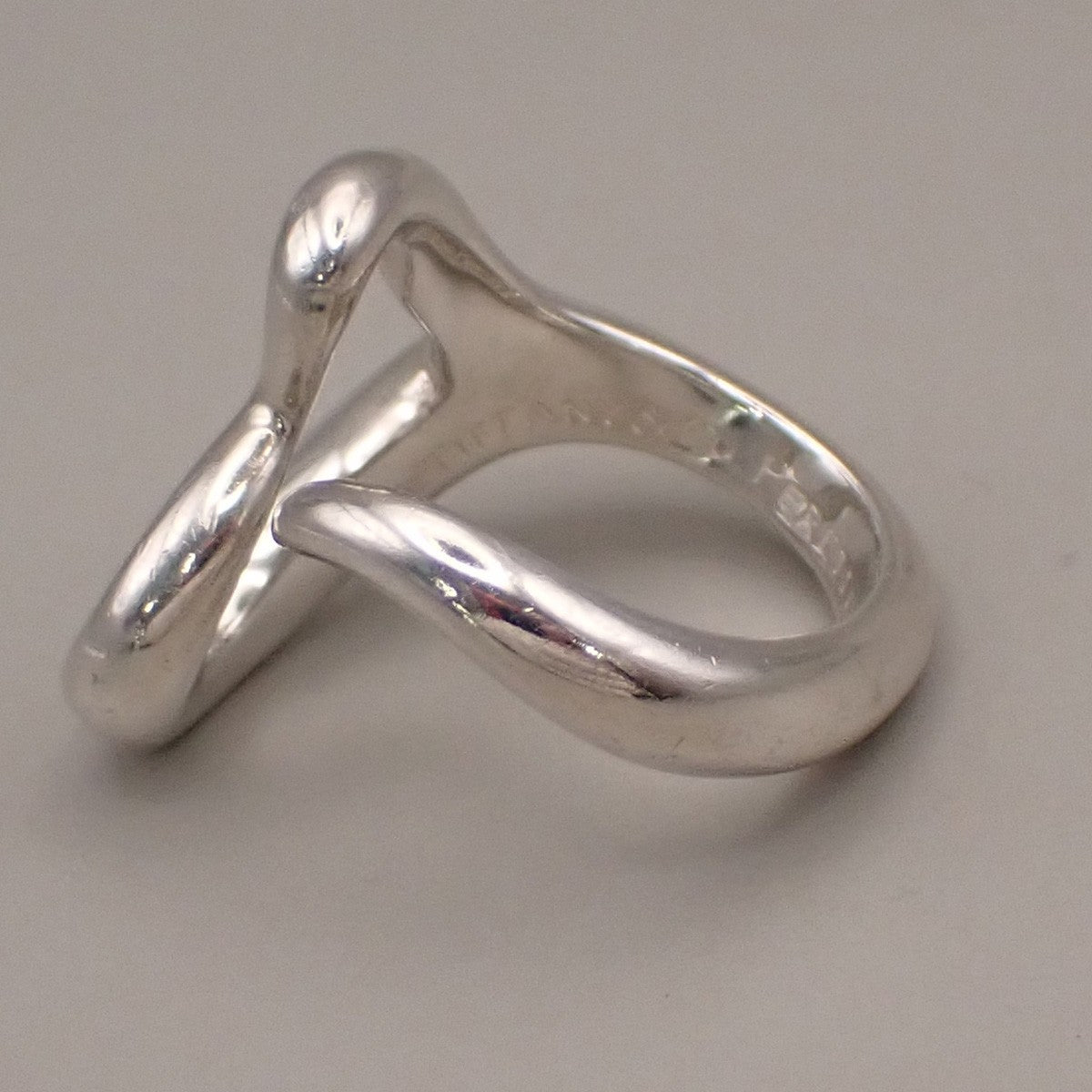 Tiffany & Co. Logo Open Heart Ring US #6 Silver 925 Elsa Peretti 09YH738