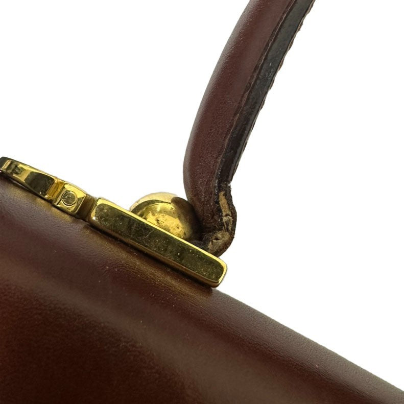 Salvatore Ferragamo Gancini 2Way Shoulder Hand Bag Leather Brown Gold 34CA728