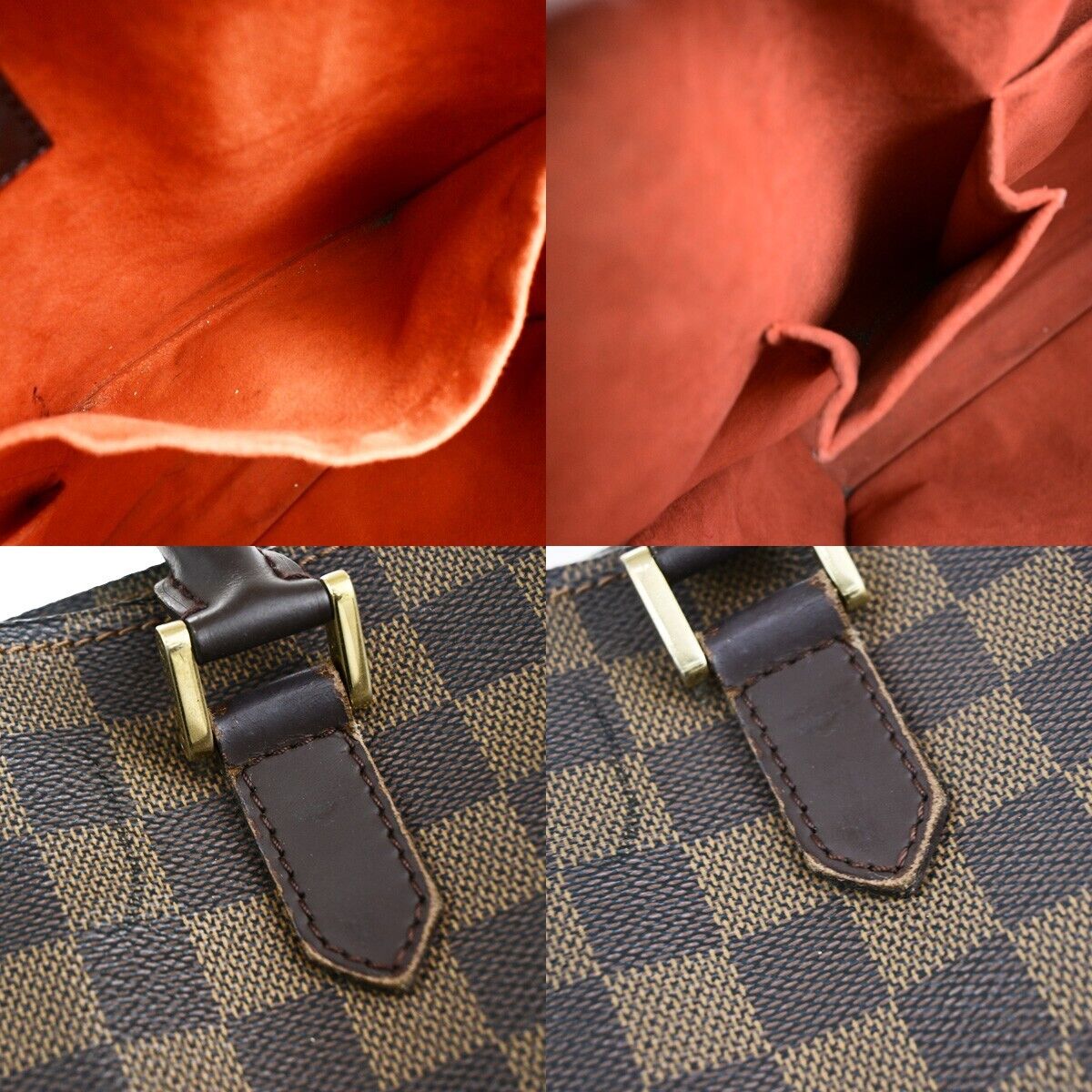 LOUIS VUITTON Sac Plat Hand Tote Bag Damier Ebene Leather Brown N51140 84EC988