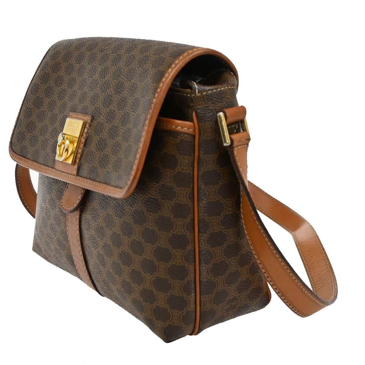 CELINE Logo Gancio Macadam Crossbody Shoulder Bag PVC Leather BN Italy 30DA241