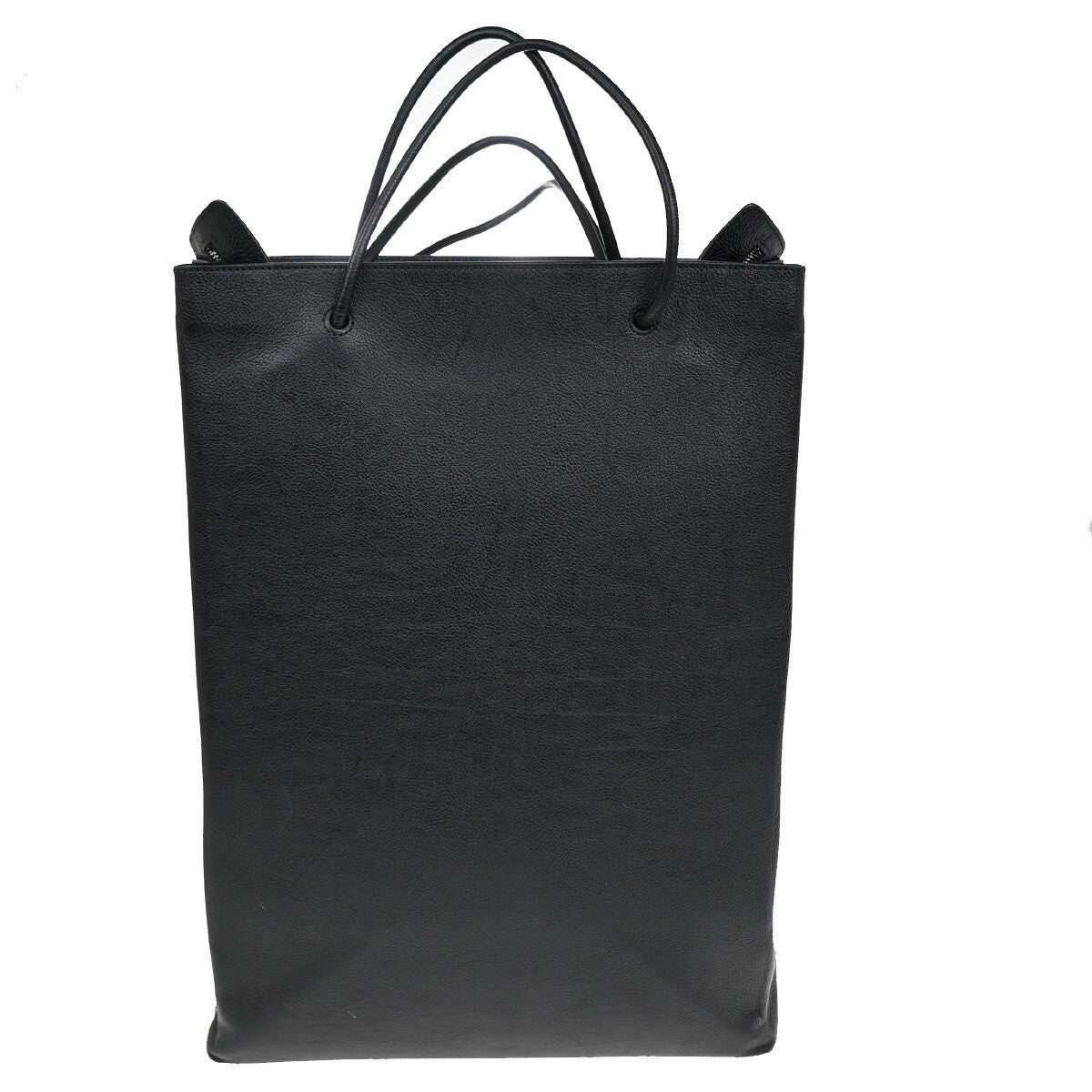 BALENCIAGA Logo Large North South Shopping Shoulder Bag Leather Black 77FB720