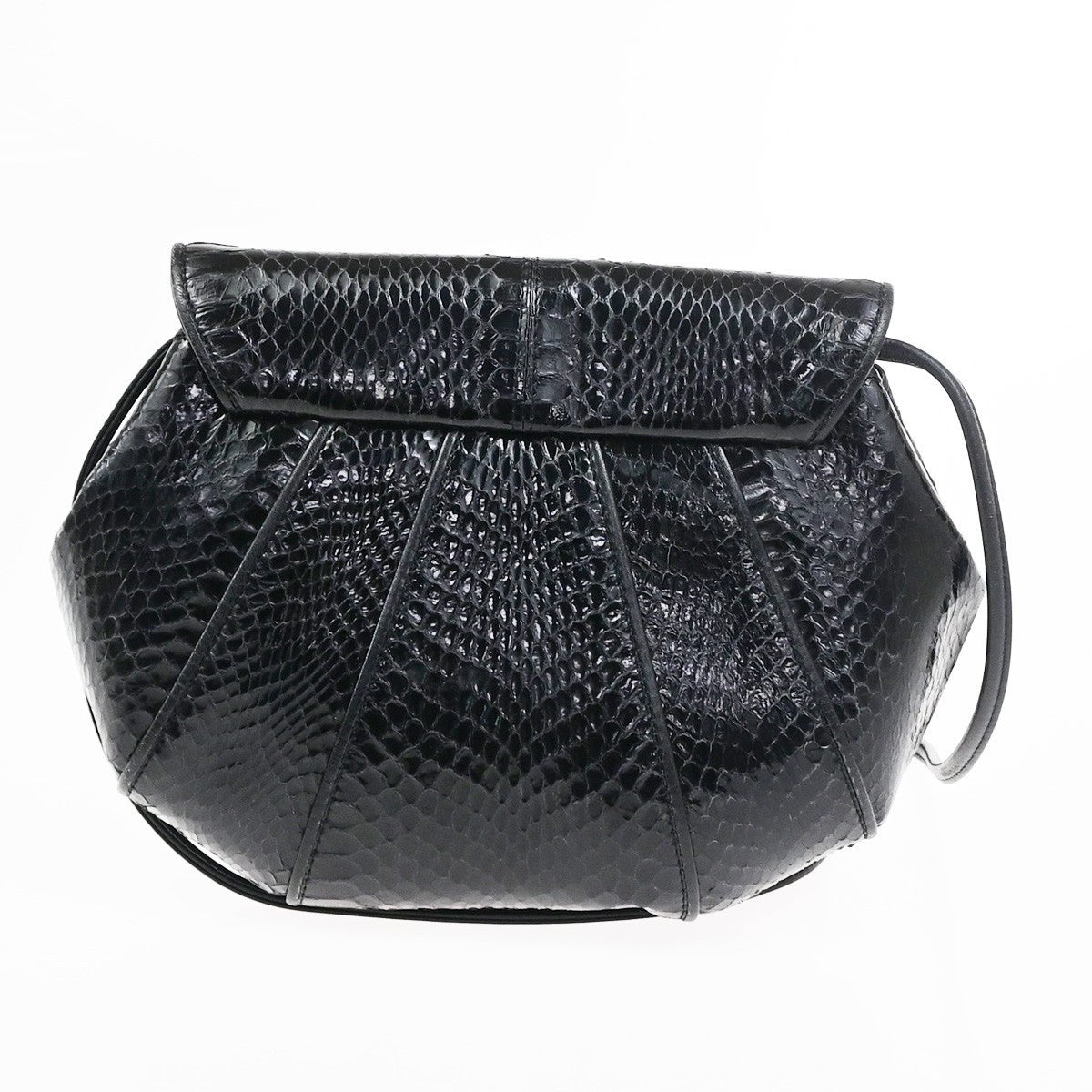 YVES SAINT LAURENT Logo Shoulder Bag Embossing Leather Black GHW 63KD155