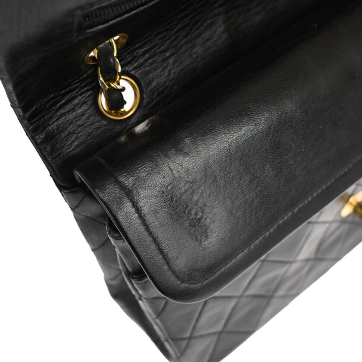 CHANEL CC Matelasse 25 Double Flap Chain Shoulder Bag Leather Black GHW 898RJ228