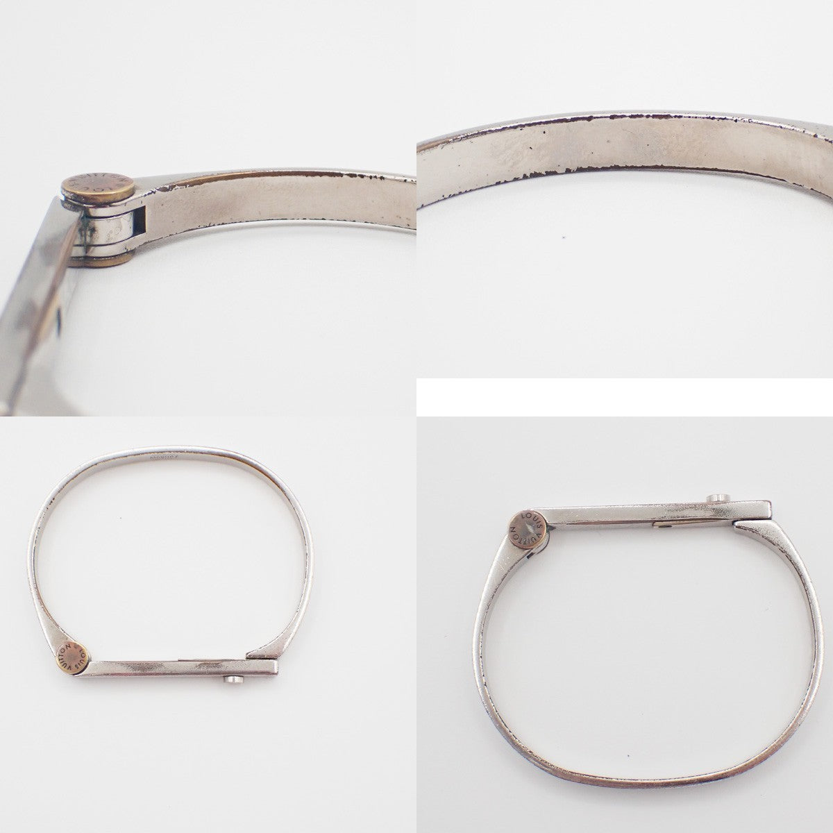 LOUIS VUITTON LV Lock Bracelet  Silver Metal Italy M68087 07KD100