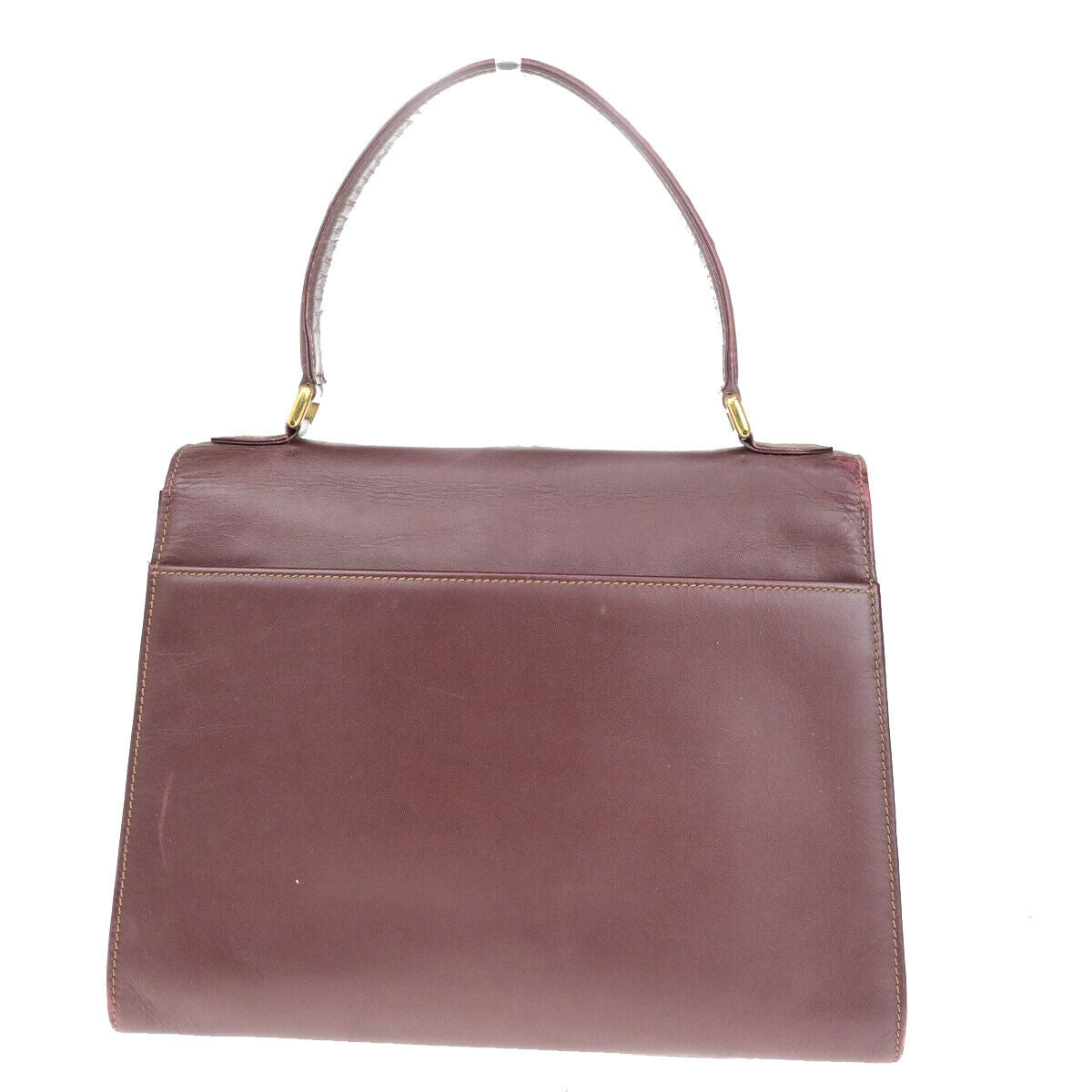 MUST DE CARTIER 2C Logo Hand Bag Leather Bordeaux GHW Spain 09YG298