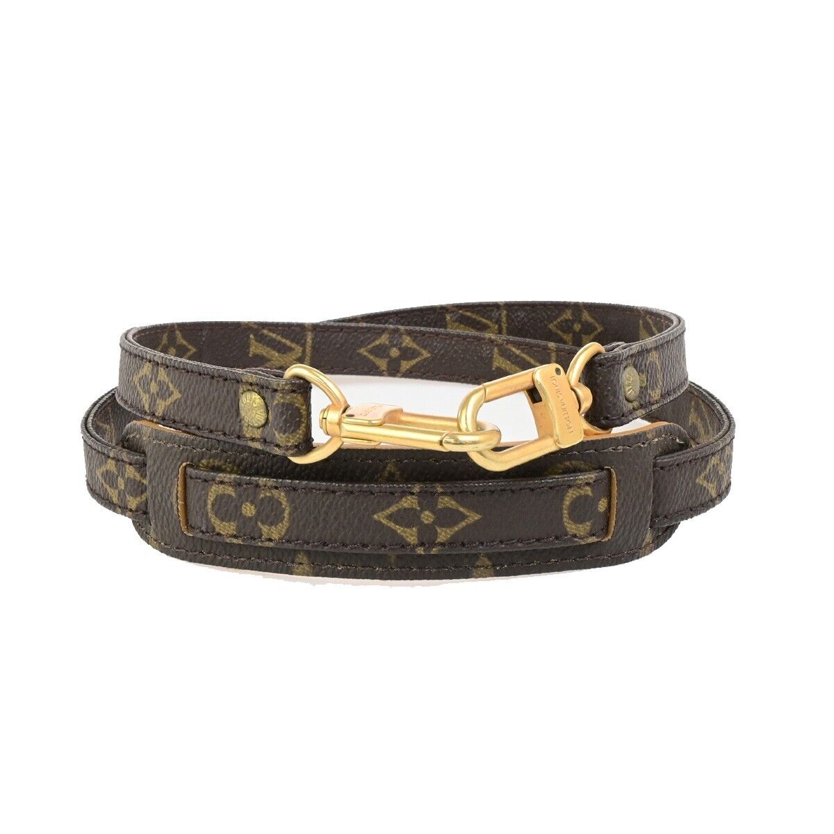 LOUIS VUITTON Shoulder Strap Monogram Leather Brown Gold Bag Accessory 69FB299