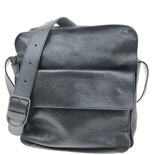 BOTTEGA VENETA Logo Crossbody Shoulder Bag Leather Black Italy 87CB068