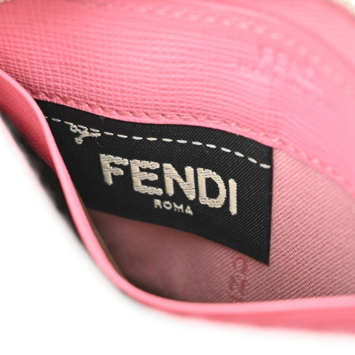 FENDI Logo Monster Bugs Eyes Compact Zip Around Coin Wallet Leather Pink 64YH228