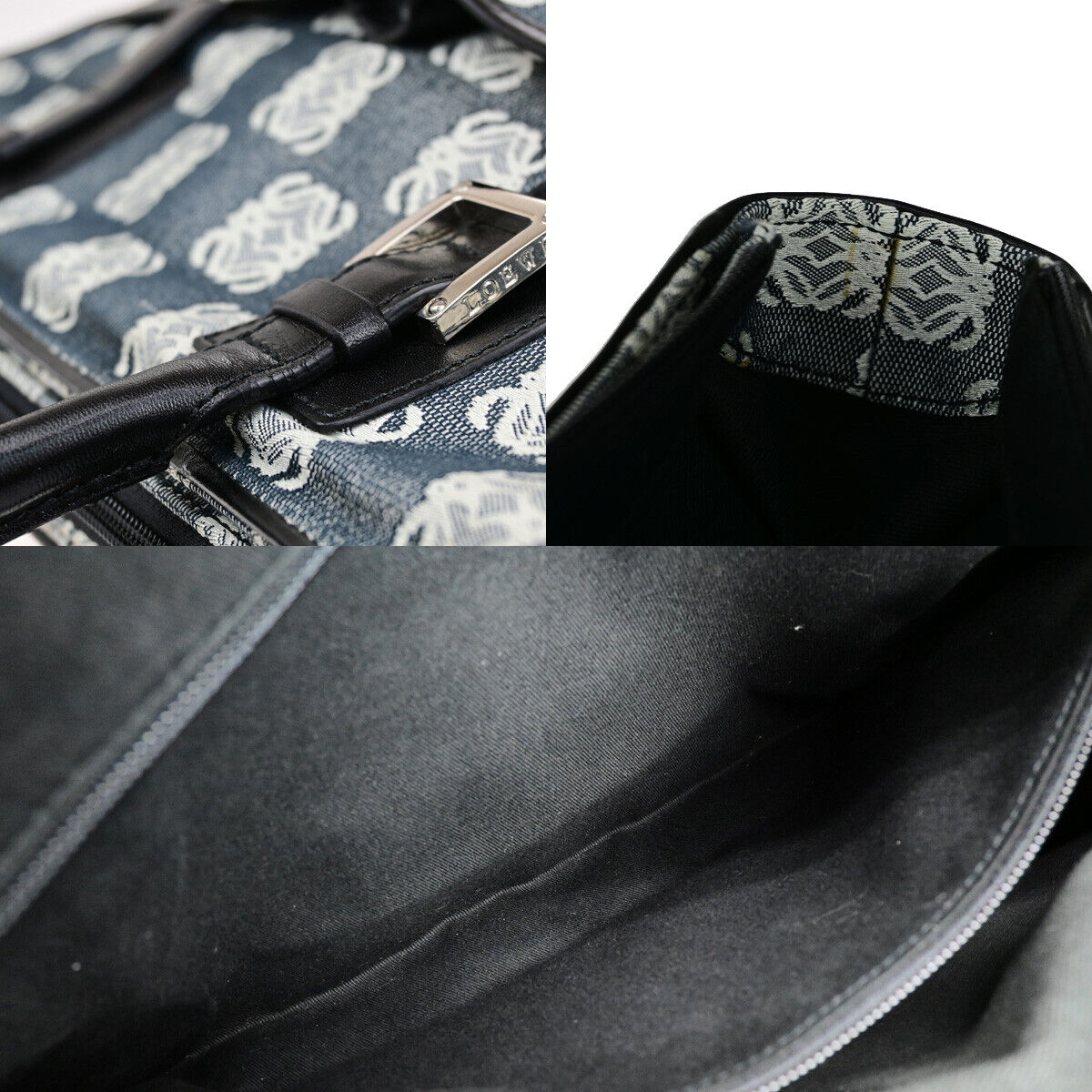 LOEWE Logo Anagram Shoulder Hand Bad Canvas Leather Black SHW Spain 30YG579