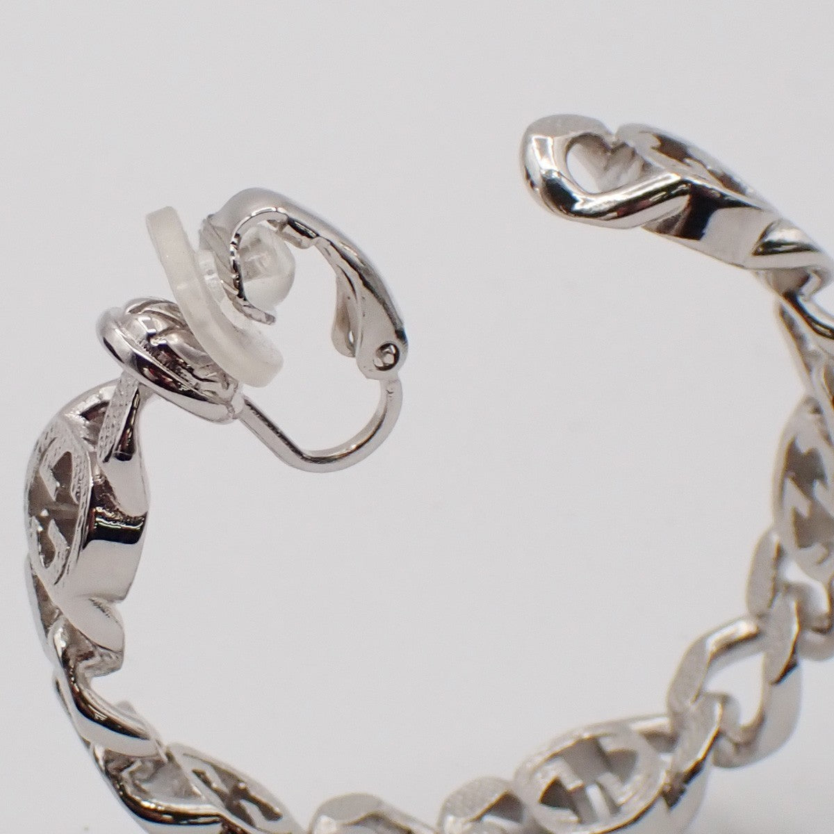 GUCCI Interlocking G Logo Single Earring Clip on Silver Accessory Italy 05RL696