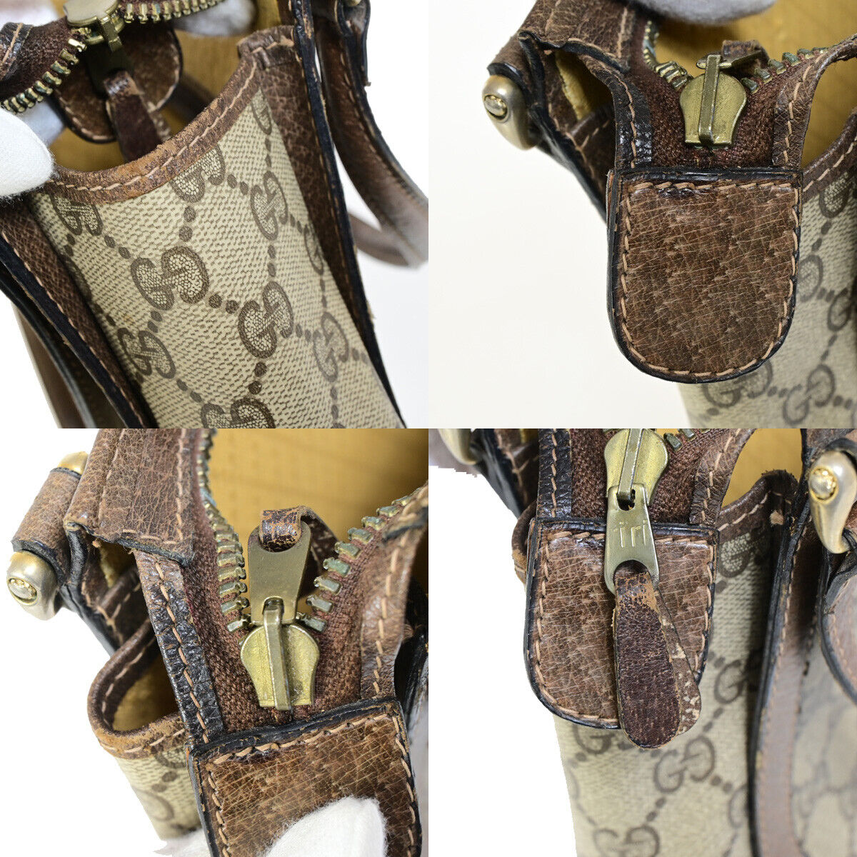GUCCI Logo GG Pattern Shoulder Bag PVC Leather Brown Italy 69YF268