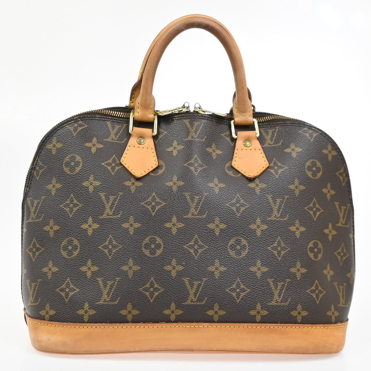 LOUIS VUITTON LV Logo Alma Hand Bag Monogram Leather Brown France M51130 84SA062