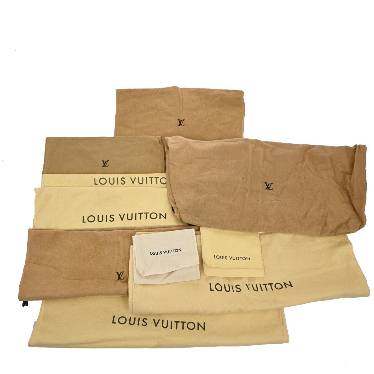 LOUIS VUITTON Logo 10 Set Dust Bag Drawstring Canvas Cotton Beige Brown 05KC822