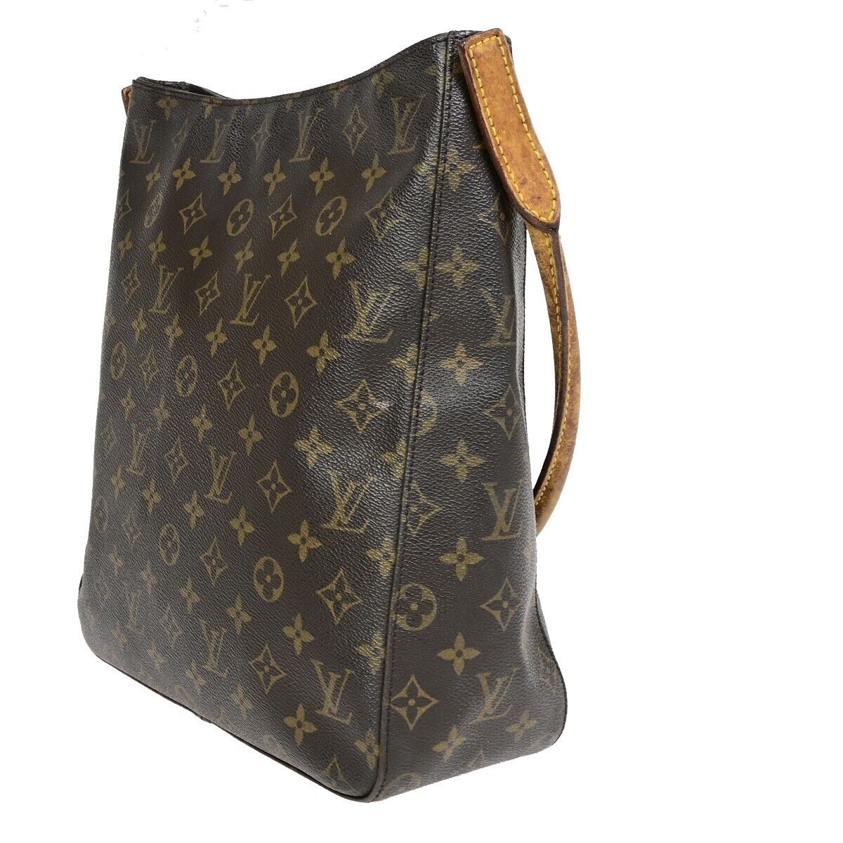 LOUIS VUITTON Logo Looping GM Shoulder Bag Monogram Leather Brown M51145 36EB697