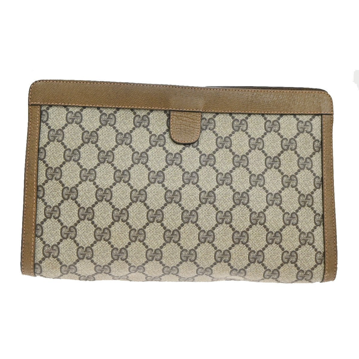 GUCCI GG Pattern Sherry Clutch Hand Bag PVC Leather Brown Italy 05TA586