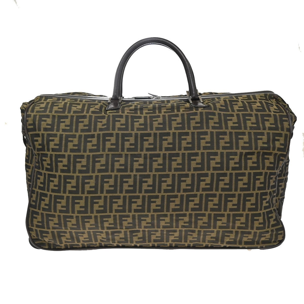 FENDI Zucca Rolling Duffel Bag Trolley Case Canvas Leather Brown SHW 70KB650