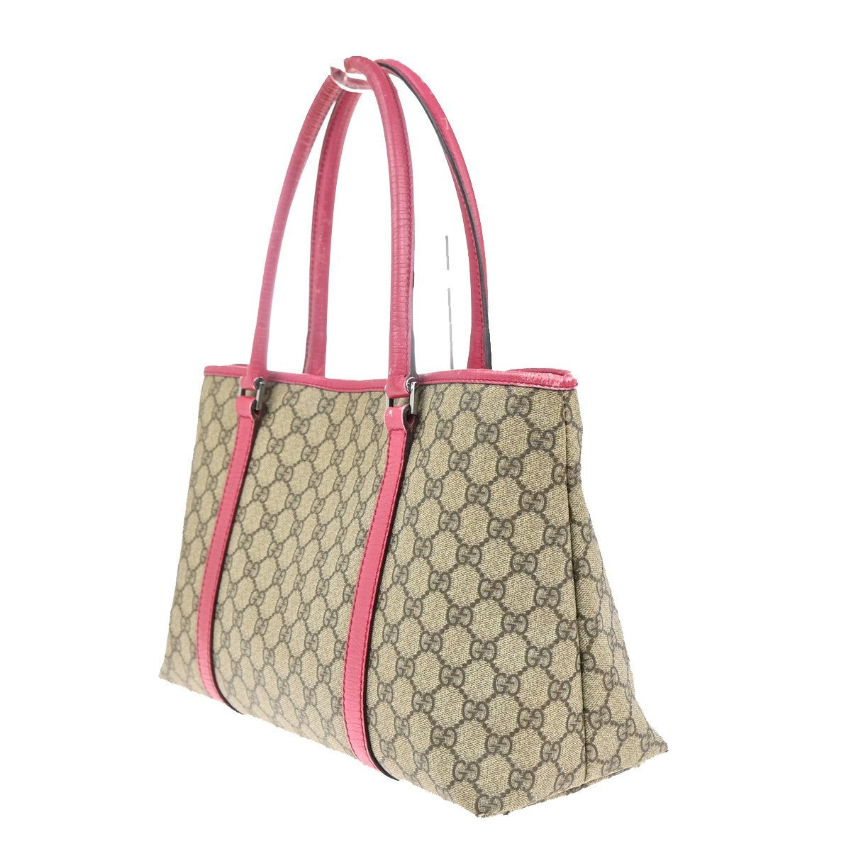 GUCCI Logo GG Pattern Shoulder Hand Bag Supreme Leather Beige Pink Italy 36MA427