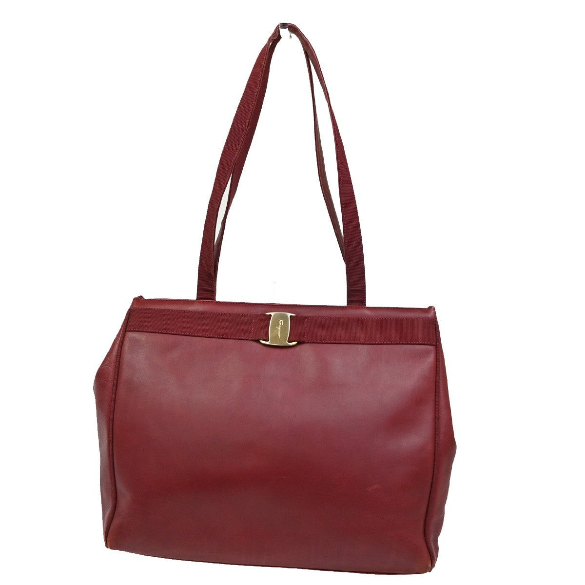 SALVATORE FERRAGAMO Vara Bow Shoulder Bag Leather Red GHW Italy 01DA229