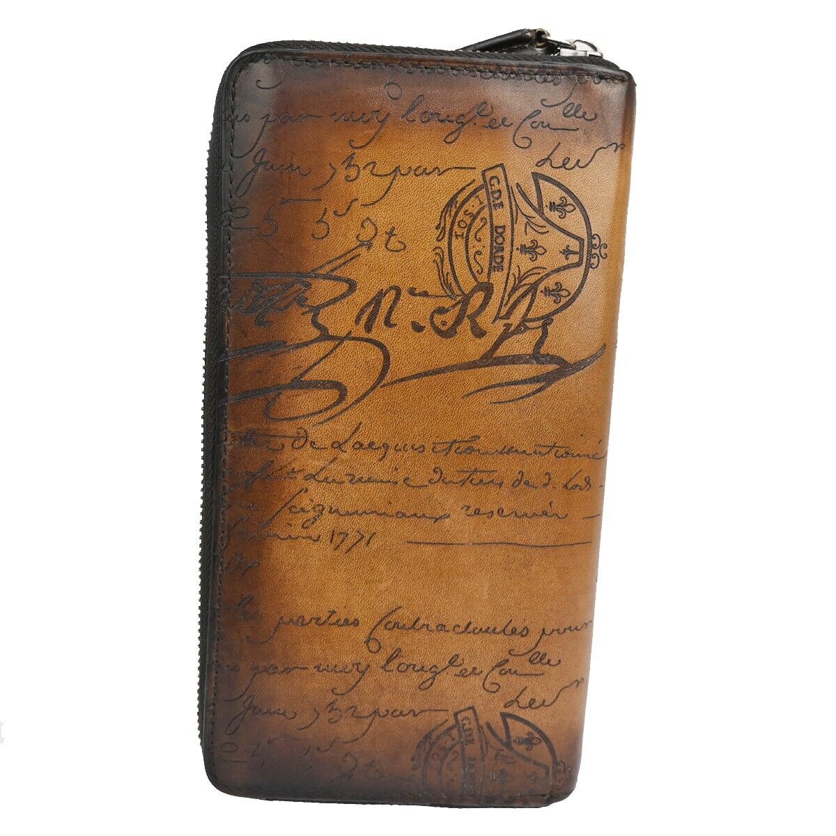 BERLUTI Logo Itauba Long Zip Around Wallet Scritto Leather Brown Italy 16RJ380