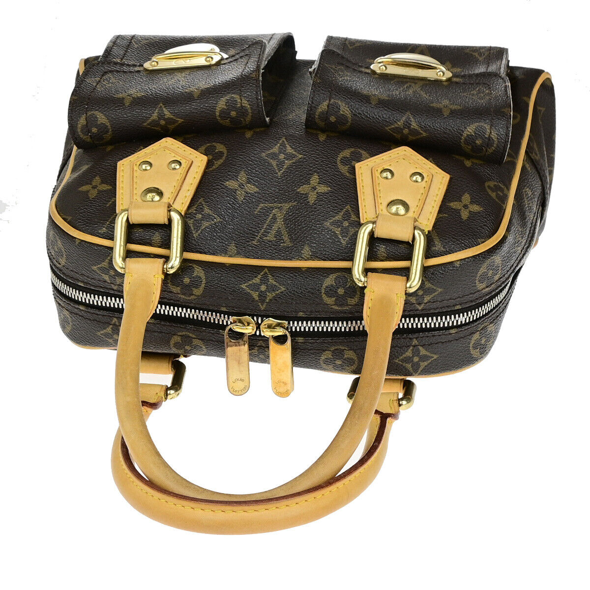 LOUIS VUITTON Manhattan PM Hand Bag Monogram Leather Brown Gold M40026 85YG724