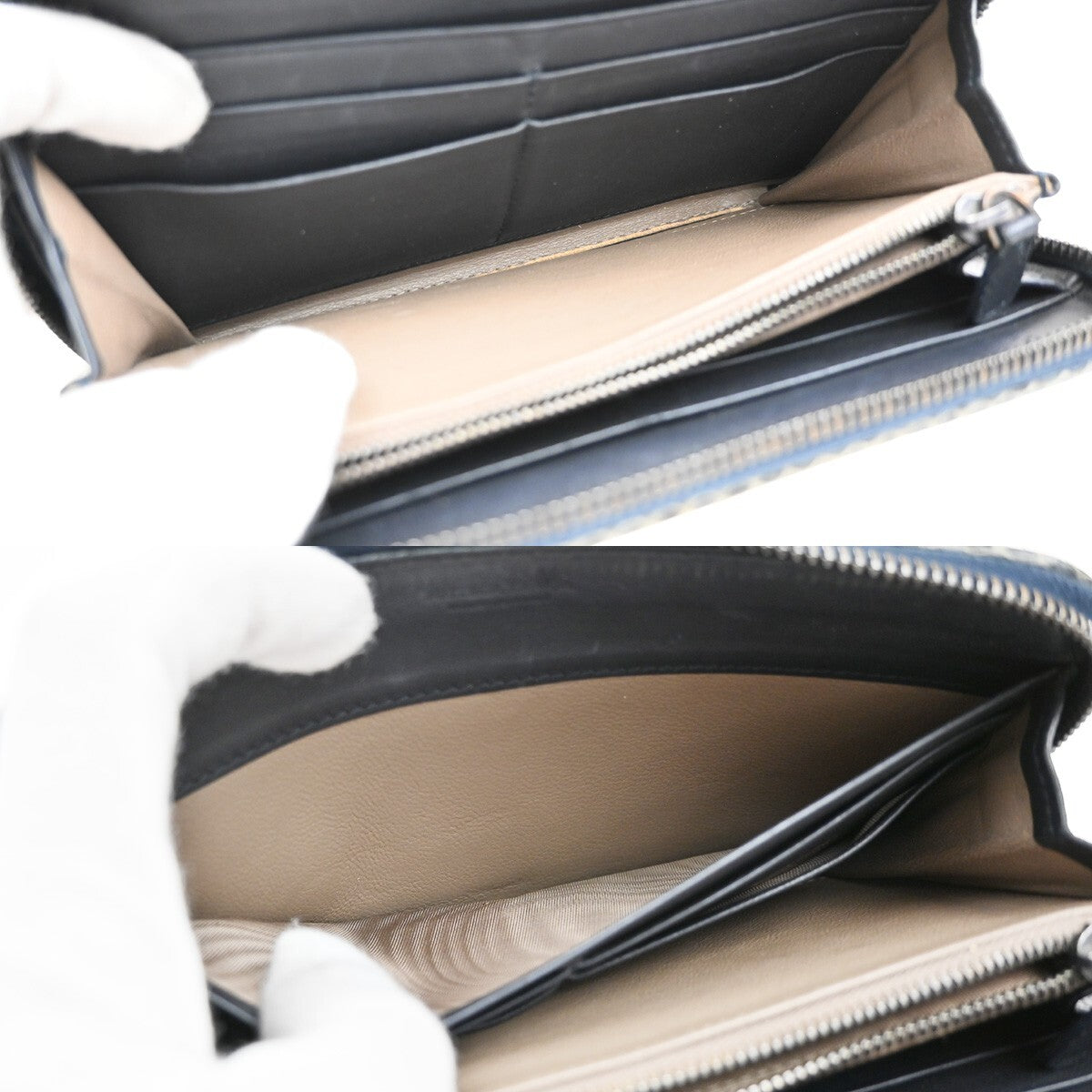 BOTTEGA VENETA Intrecciato Zip Around Long Wallet Embossing Leather Blue 69EE297