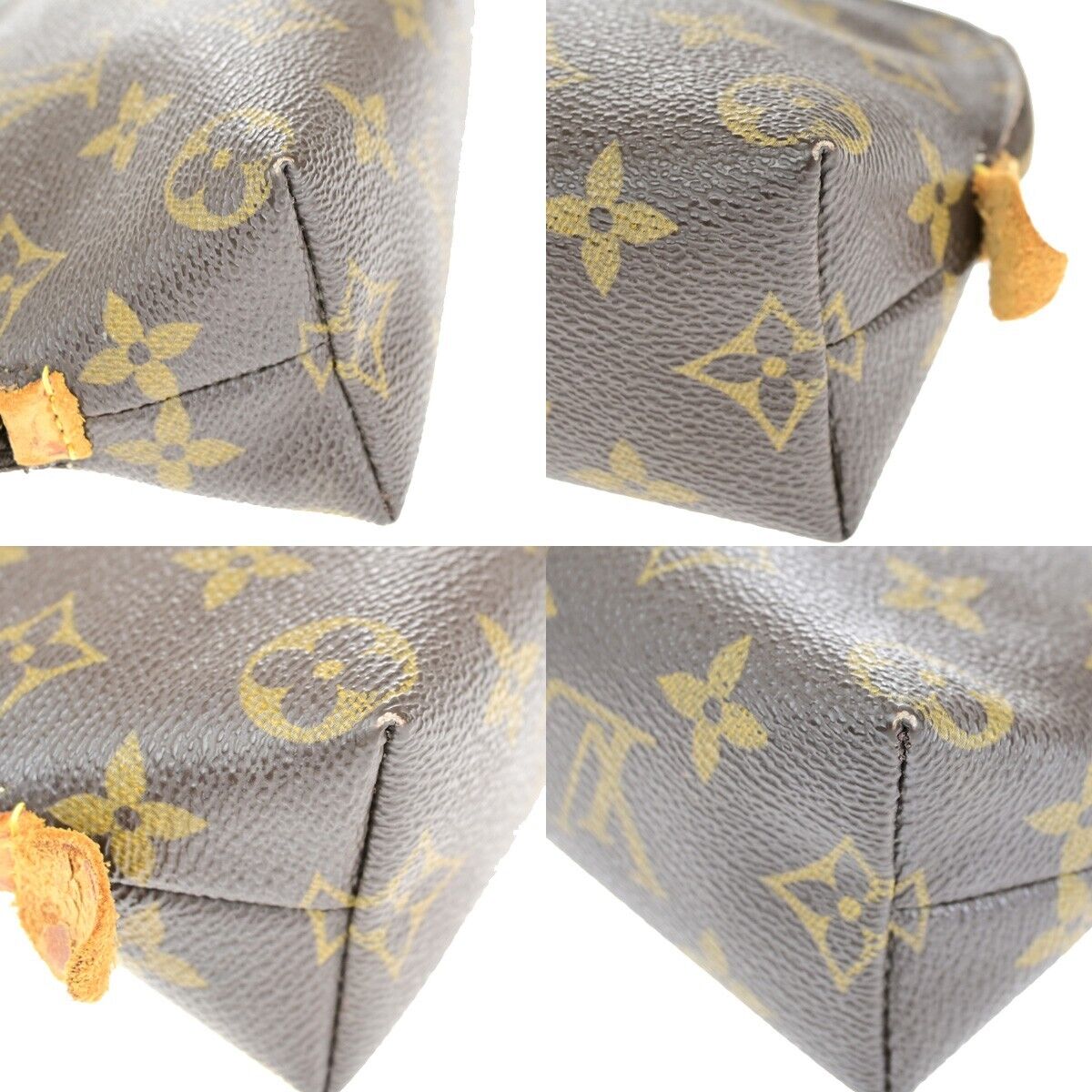 LOUIS VUITTON Pochette Cosmetic Pouch Bag Monogram Leather Brown M47515 05ED262