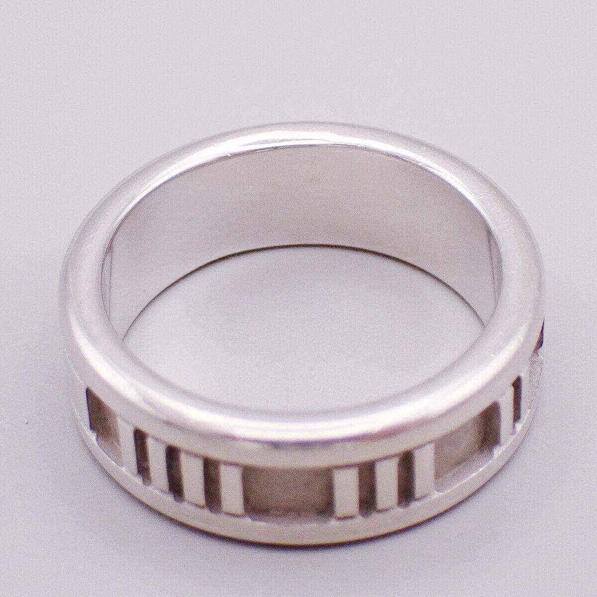 TIFFANY & CO. Logo Atlas Ring Size US 5 JP 9 Roman Numerals Silver 925 08YF244