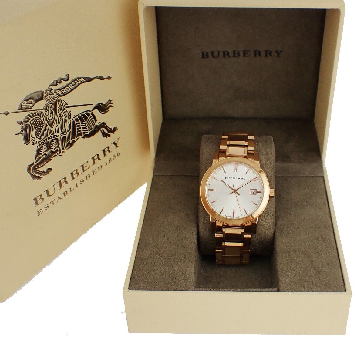 BURBERRY Logo BU9004 The City Wrist Watch Stainless Steel Rose Gold 65RJ640