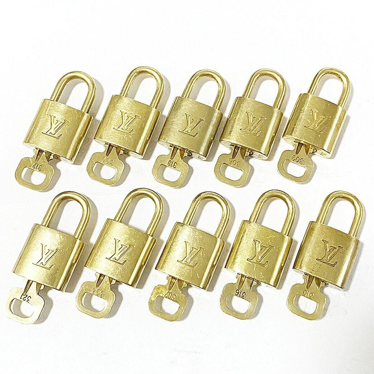 LOUIS VUITTON LV 10 SET PADLOCK KEY BAG CHARM CADENA GOLD-PLATED FRANCE 35MT081