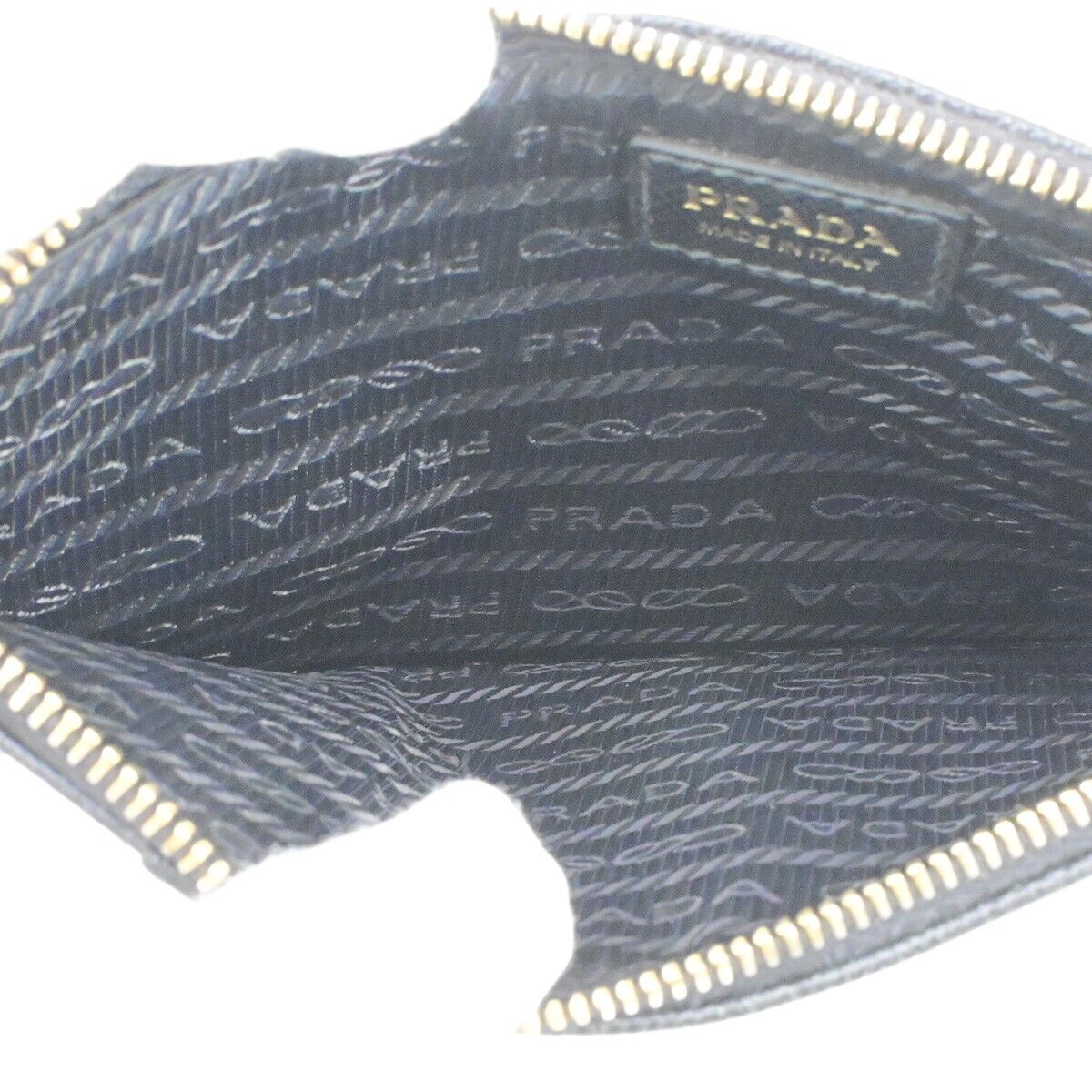 PRADA Logo Saffiano Card Holde Long Wallet Leather Black Gold Italy 65SJ628