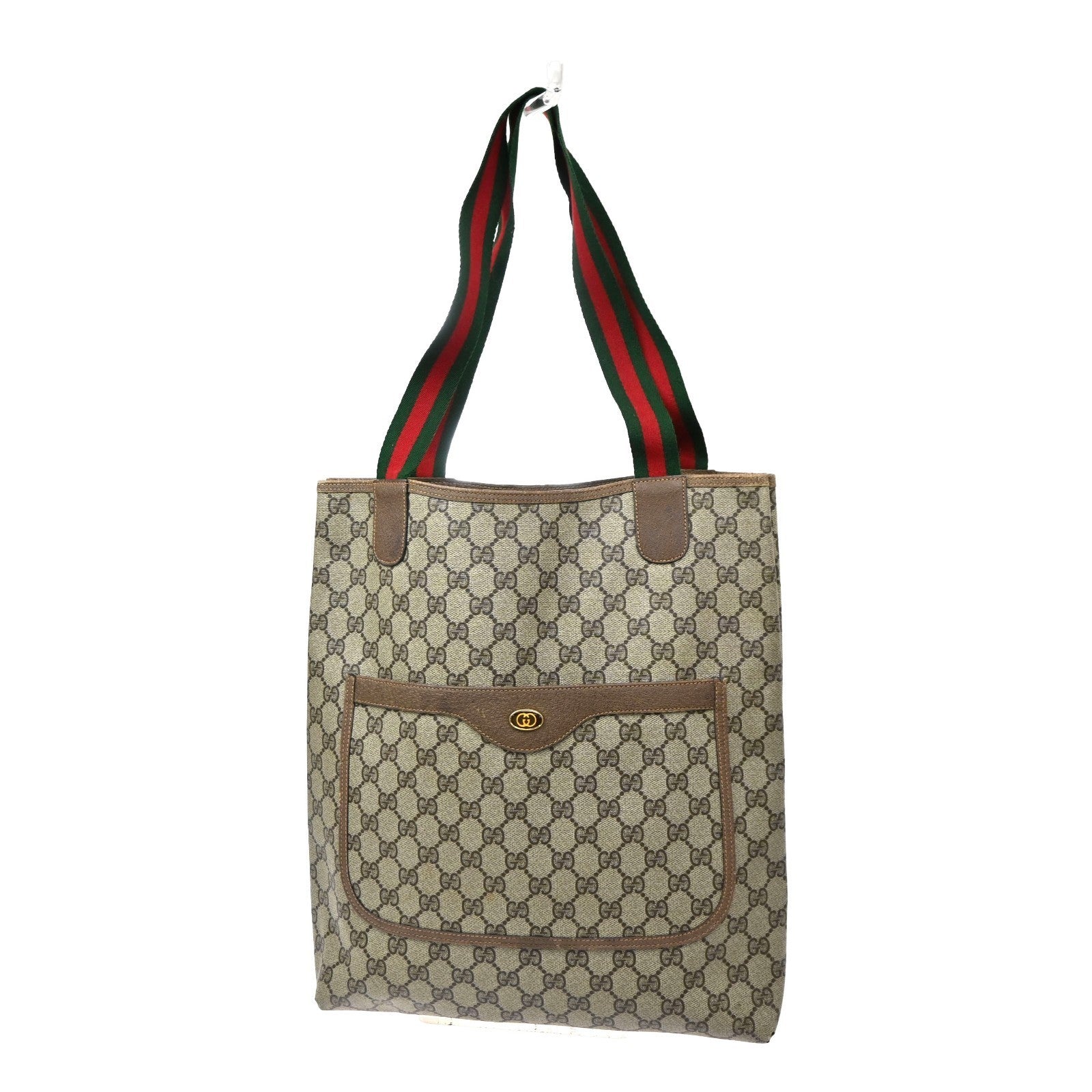 GUCCI Logo GG Pattern Sherry Shoulder Tote Bag PVC Leather Brown Italy 61KD146