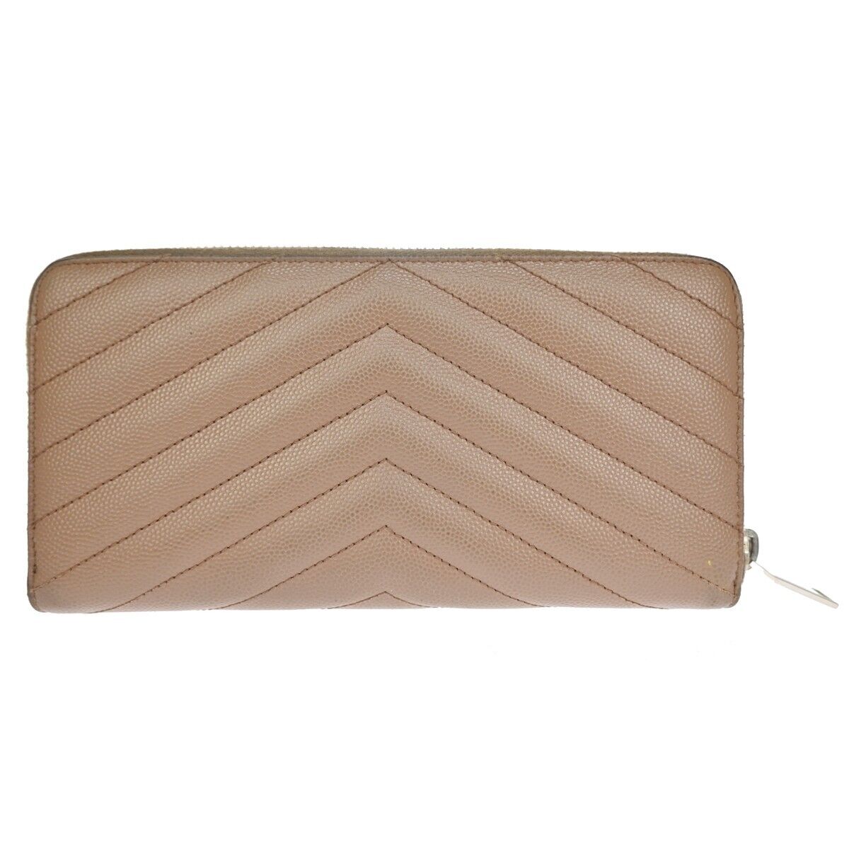 SAINT LAURENT YSL Logo Bifold Zipper Wallet Purse Leather Brown Italy 64EA259