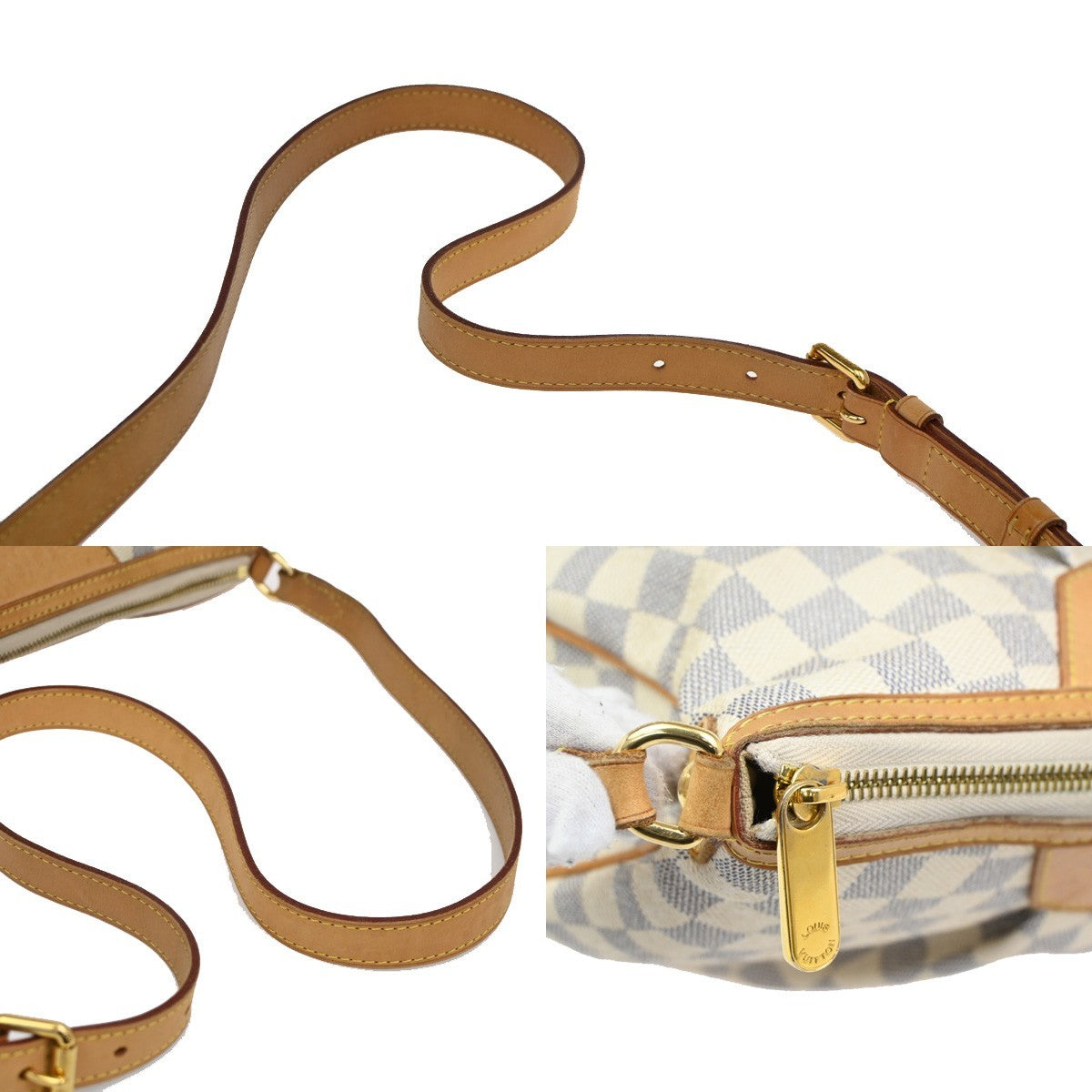 LOUIS VUITTON Siracusa MM Shoulder Bag Damier Azur Leather White N41112 95KB763