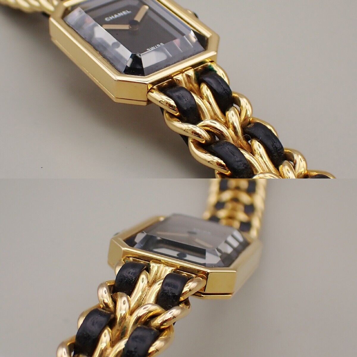 CHANEL Logo Premiere Watch H0001  # L Quartz Gold Plated Leather GHW 670RK948