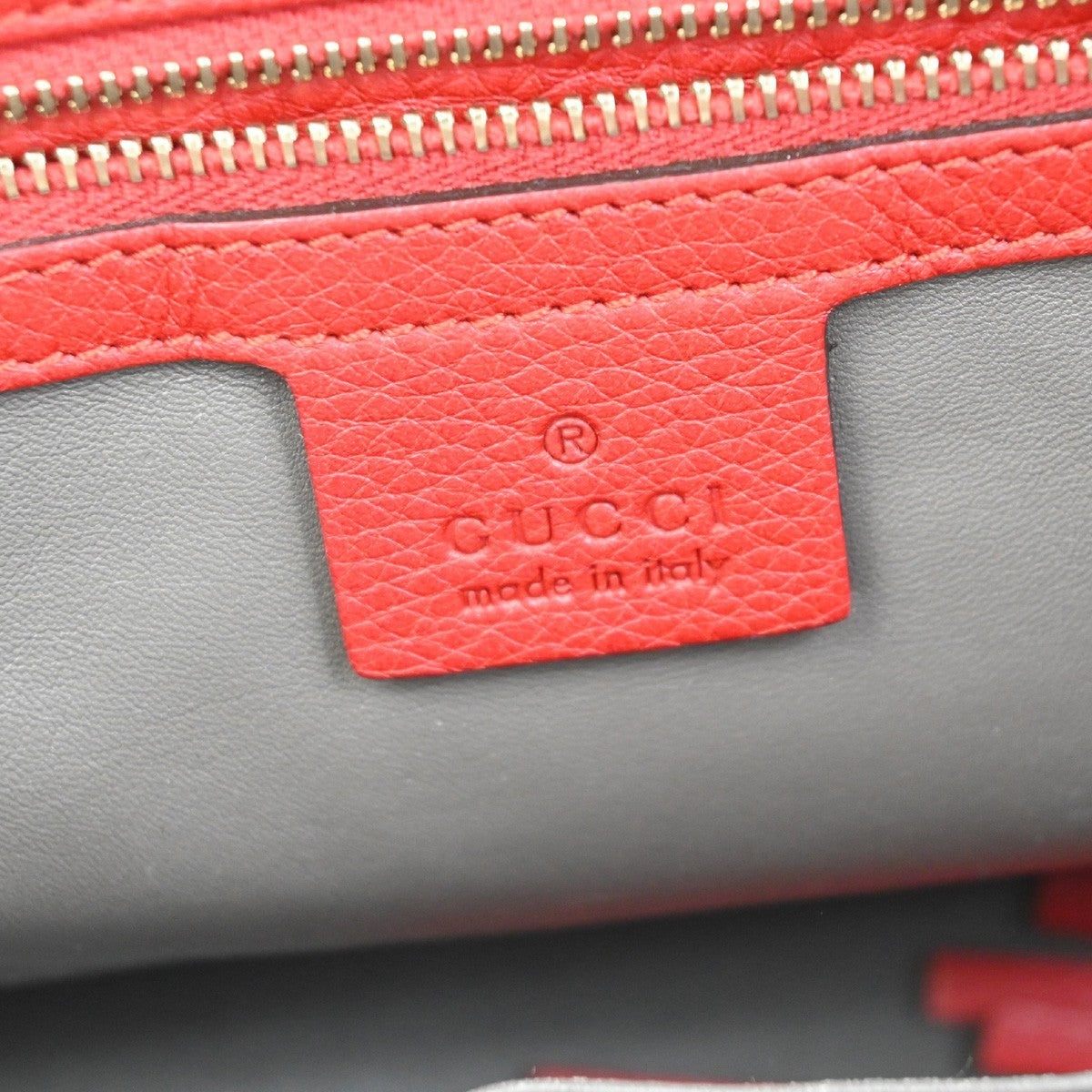GUCCI Logo Lady Tassel Shoulder Hand Tote Bag Leather Red GHW Italy 79YH903