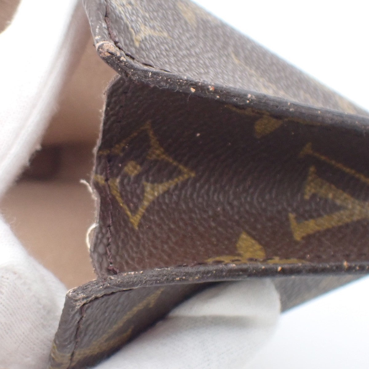 LOUIS VUITTON LV Logo Bucket GM Pouch Bag Monogram Leather Brown Gold 66KC145