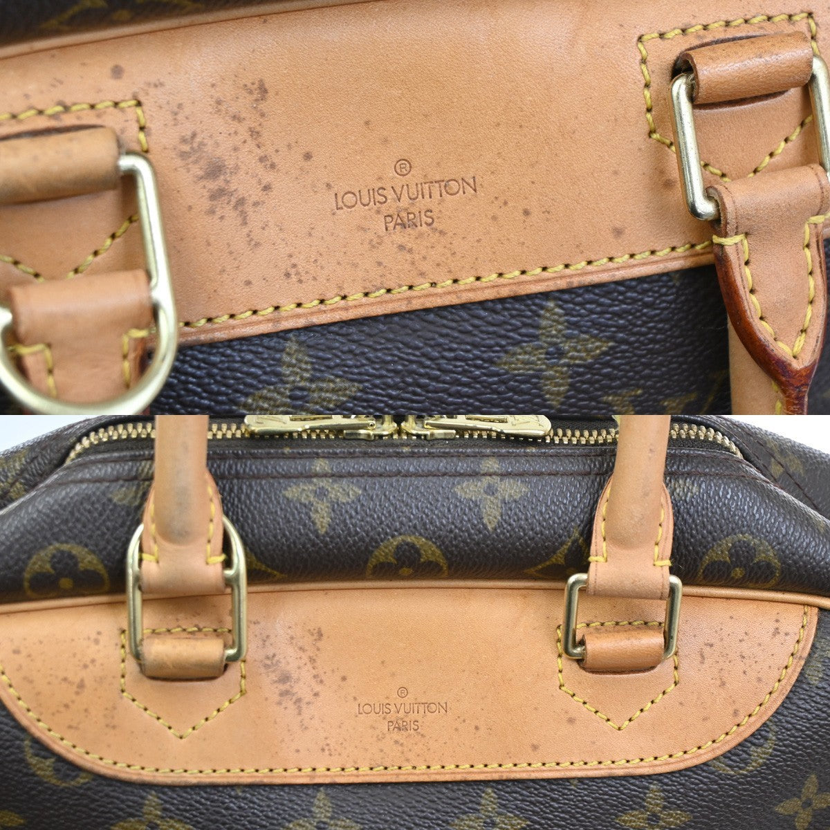 LOUIS VUITTON LV Logo Deauville Hand Bag Monogram Leather Brown M47270 77TA341