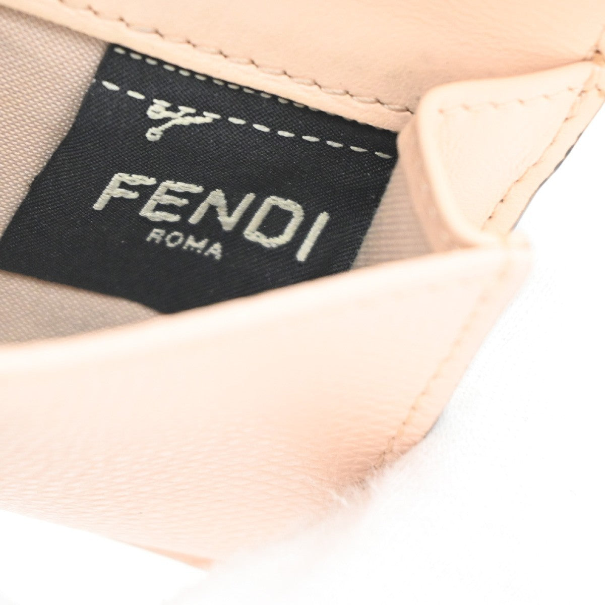 FENDI Logo Mini Trifold Campact Wallet Leather Pink Italy 69KP052
