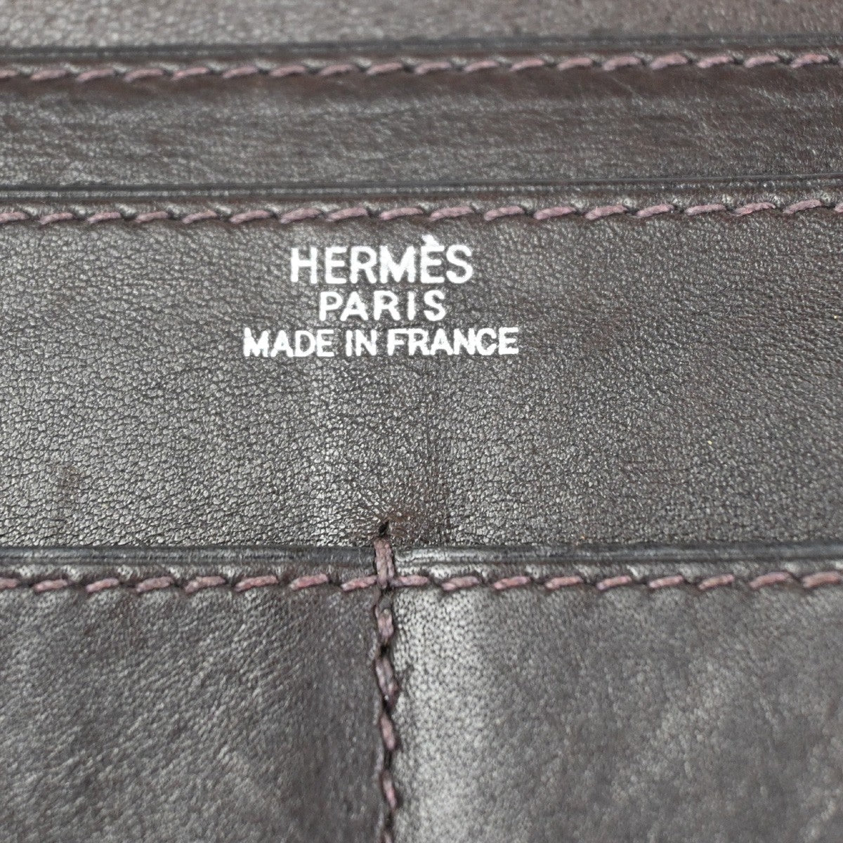 HERMES Logo Dogon GM Long Bifold Wallet Purse Box Calf Leather Brown SHW 39YH879