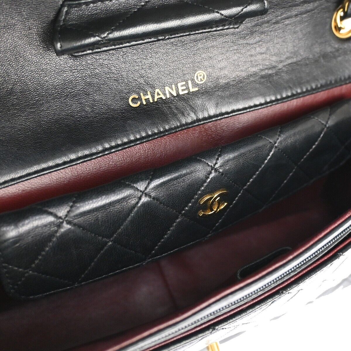 CHANEL CC Logo Matelasse Chain Shoulder Bag Leather Black GHW Vintage 880RJ132