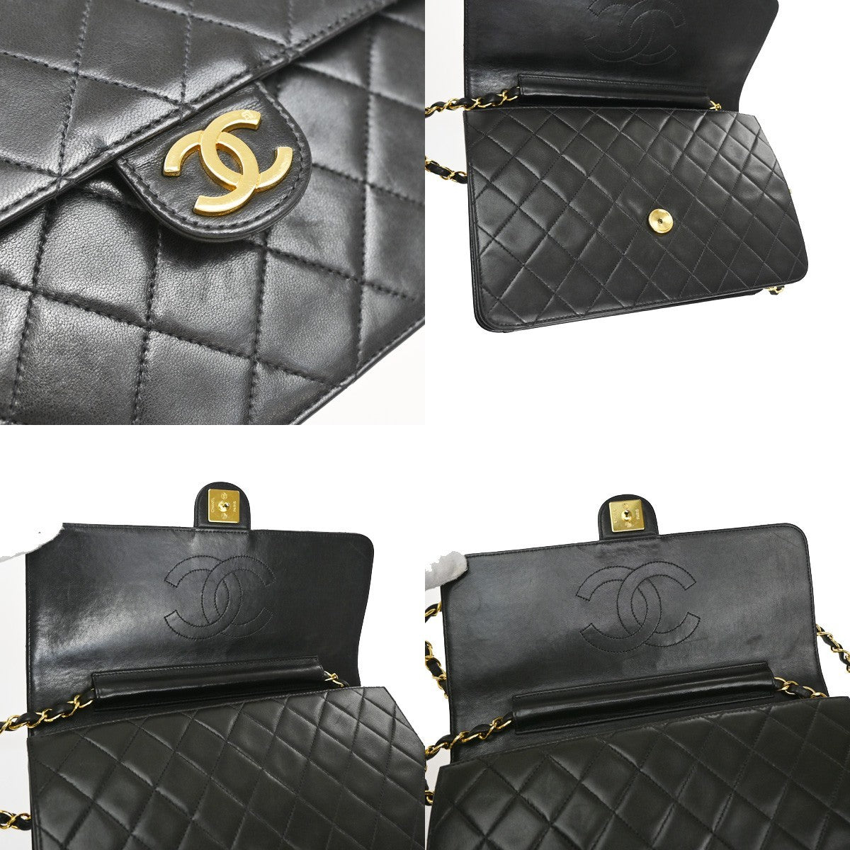 CHANEL CC Logo Matelasse 25 Chain Shoulder Bag Leather BK GHW Vintage 620RL451
