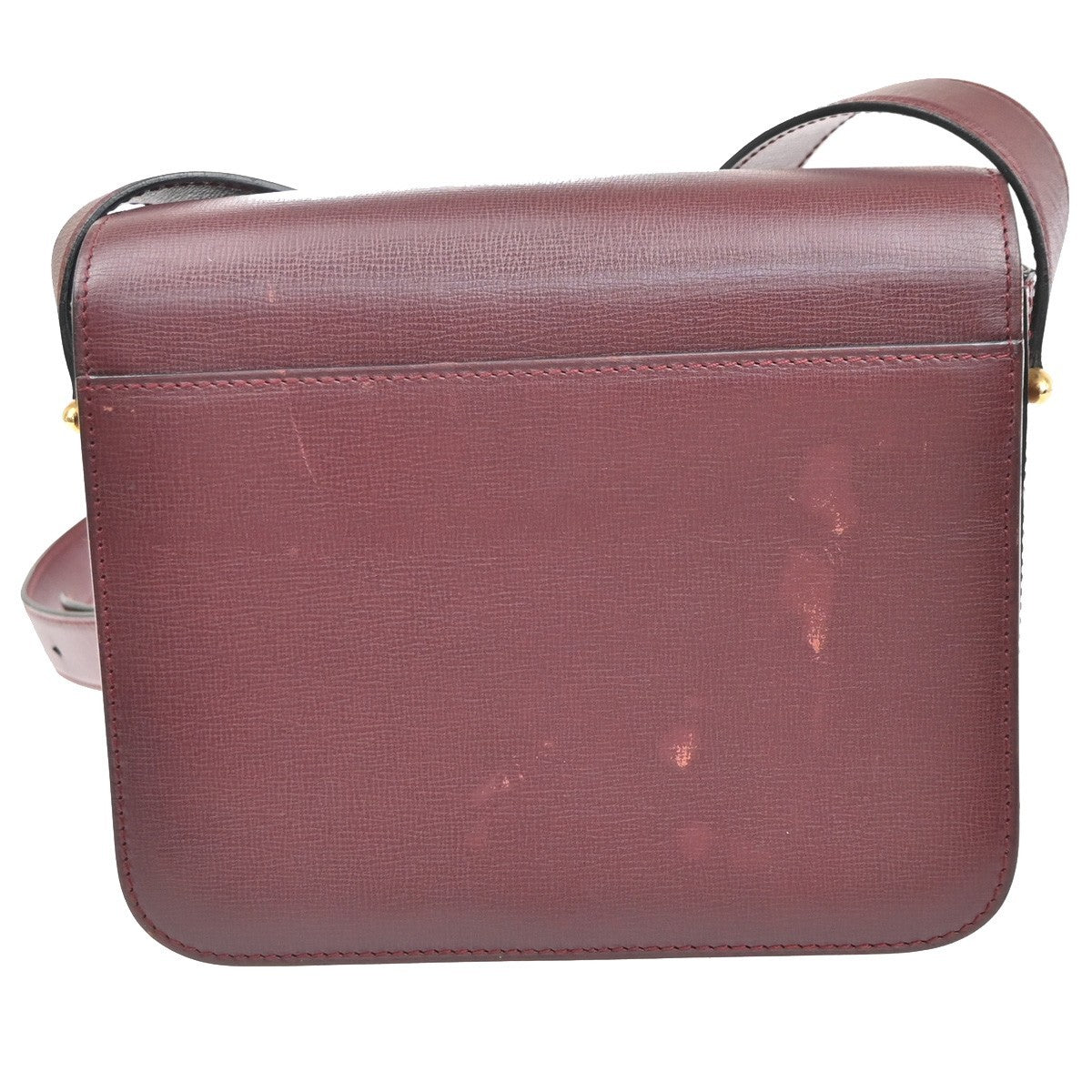 MUST DE CARTIER 2C Logo Shoulder Bag Leather Bordeaux Red GHW Italy 34EG398