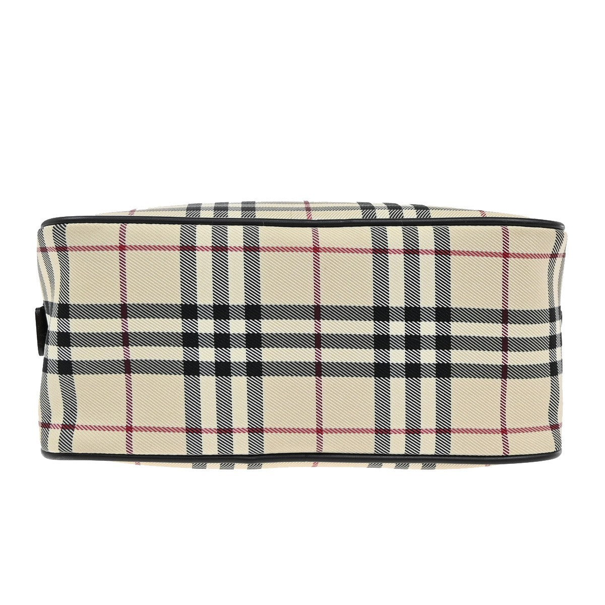 BURBERRY Logo Nova Check Hand Bag Canvas Leather Brown Silver 38KB493