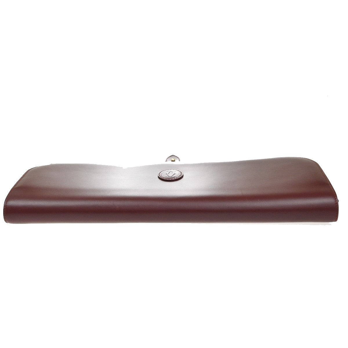 CARTIER Logo Must Line Clutch Hand Bag Leather Red Burgundy GHW 09MA544