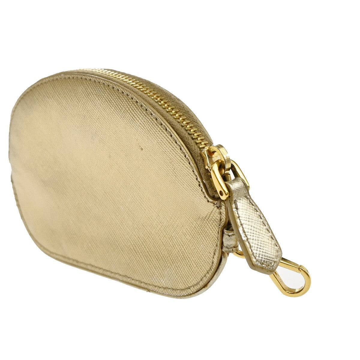 PRADA Zipper Around Mini Coin Case Wallet Saffiano Leather Gold Italy 63MA621