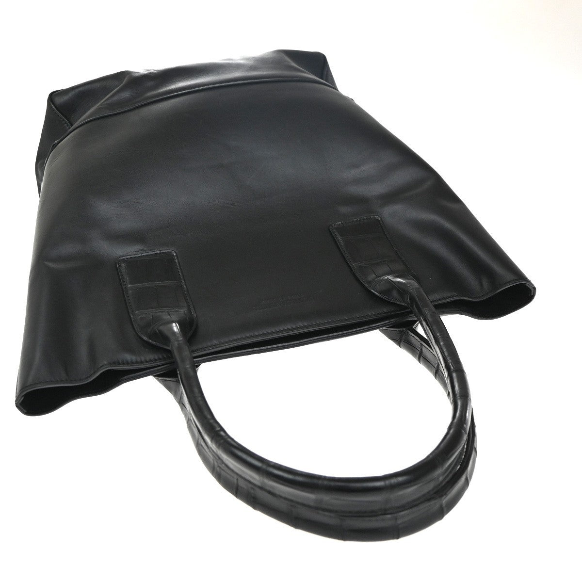 BOTTEGA VENETA Logo Shoulder Tote Bag Embossing Leather Black Italy 75KP333