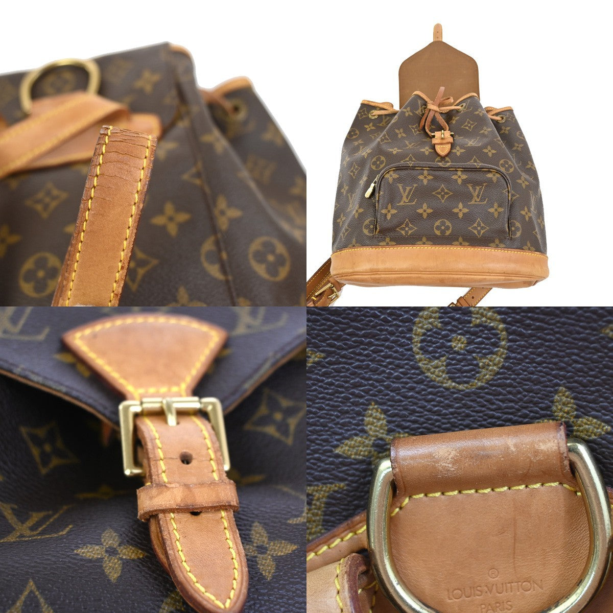 LOUIS VUITTON Montsouris MM Backpack Bag Monogram Leather Brown M51136 90KC972