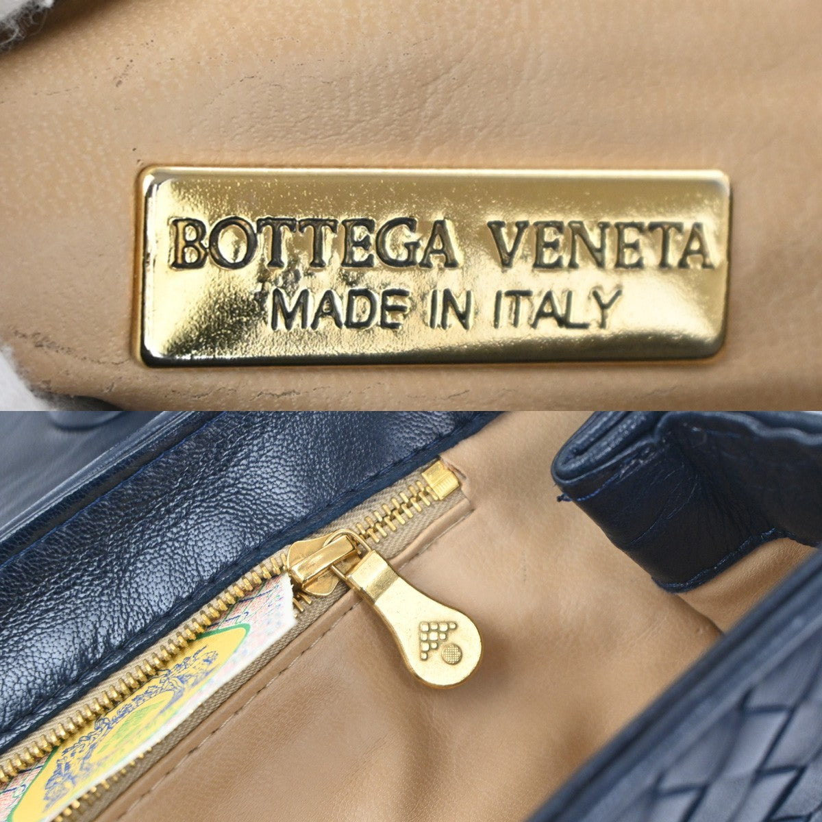 BOTTEGA VENETA Intrecciato Hand Bag Leather Navy Italy GHW 87TA525