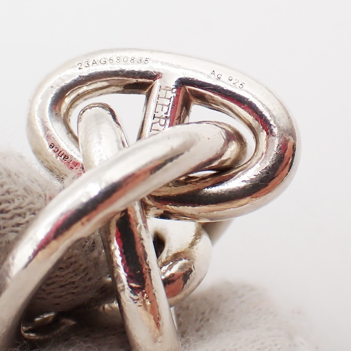 HERMES Logo Chaine D'ancre MM Chain Bracelet 16 Links Silver Ag925 385LC625
